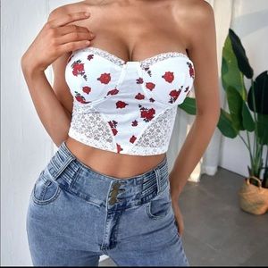 Flower print bandeaux top